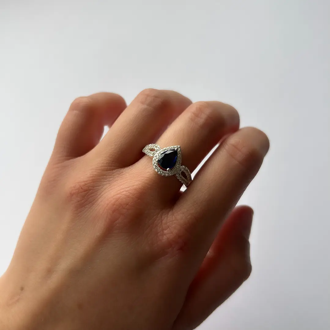 Anillo de Plata 925 - Gota Azul 1