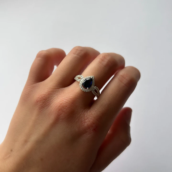 Anillo de Plata 925 - Gota Azul 1