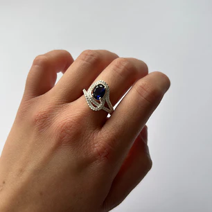 Anillo de Plata 925 - Zafiro Azul 