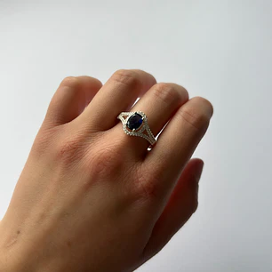 Anillo de Plata 925 - Ovalado Azul 