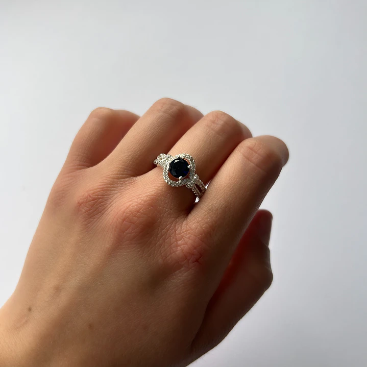Anillo de Plata 925 - Redondo Azul 1