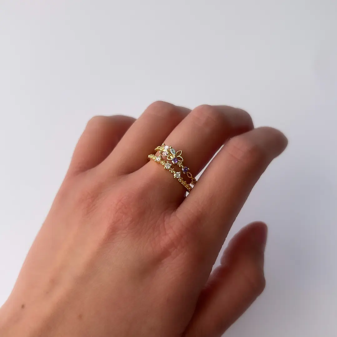 Anillo de Baño de Oro 18k - Floral  1