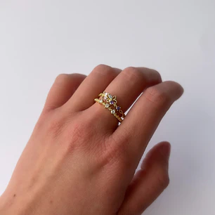 Anillo de Baño de Oro 18k - Floral 