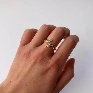 Anillo de Baño de Oro 18k - Perlas y Cristales