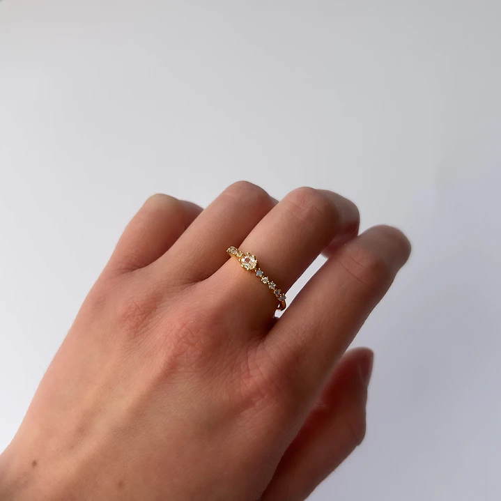 Anillo de Baño de Oro 18k - Solitario Mini 1