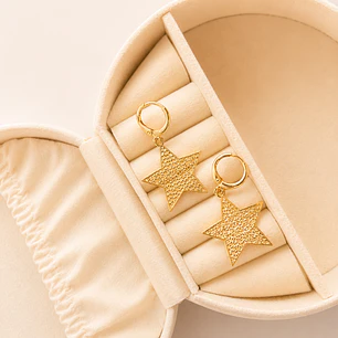 Argollas Bañadas en Oro 18k Diseño Maxi Estrella 