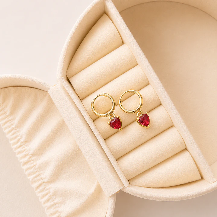 Argollas Bañadas en Oro 18k Diseño Corazón Cherry  1