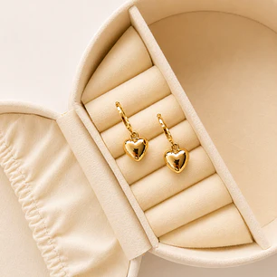 Argollas Bañadas en Oro 18k Diseño Corazón Macizo  