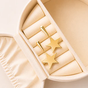 Aros Bañados en Oro 18k Diseño Estrella Plana 