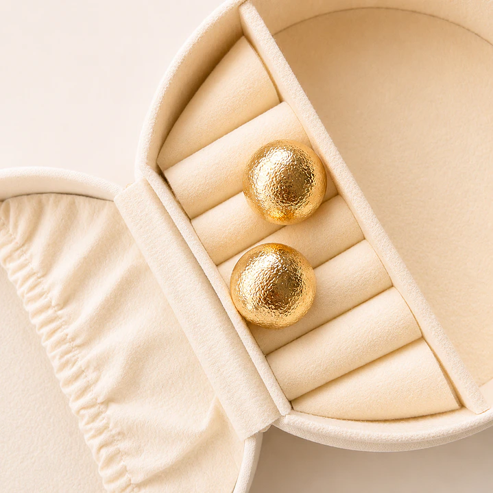 Aros Bañados en Oro 18k Diseño Arena Satinada  1