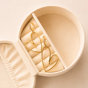 Argollas Bañados en Oro 18k Diseño Maxi Corazón Ladeado