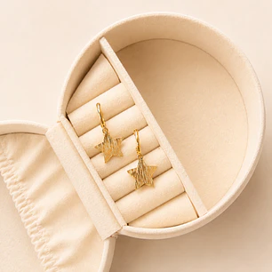 Argollas Bañadas en Oro 18k Diseño  Estrella Doble