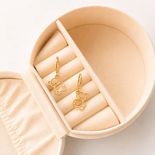 Argollas Bañadas en Oro 18k Diseño Ositos