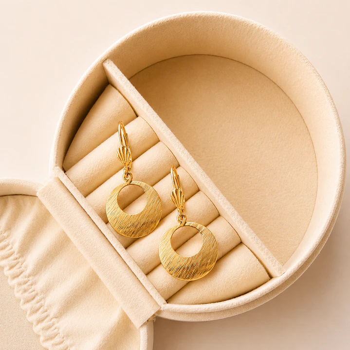 Argollas Bañadas en Oro 18k Diseño Eclipse Satinados 1