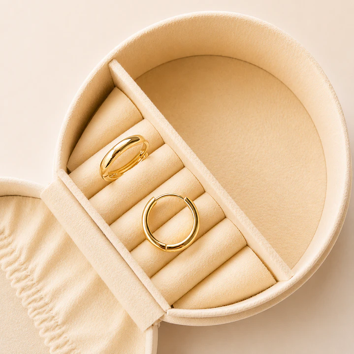 Argollas Bañadas en Oro 18k Diseño Clásicas  1