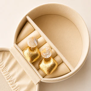 Aros Bañados en Oro 18k Diseño Marmoleado 