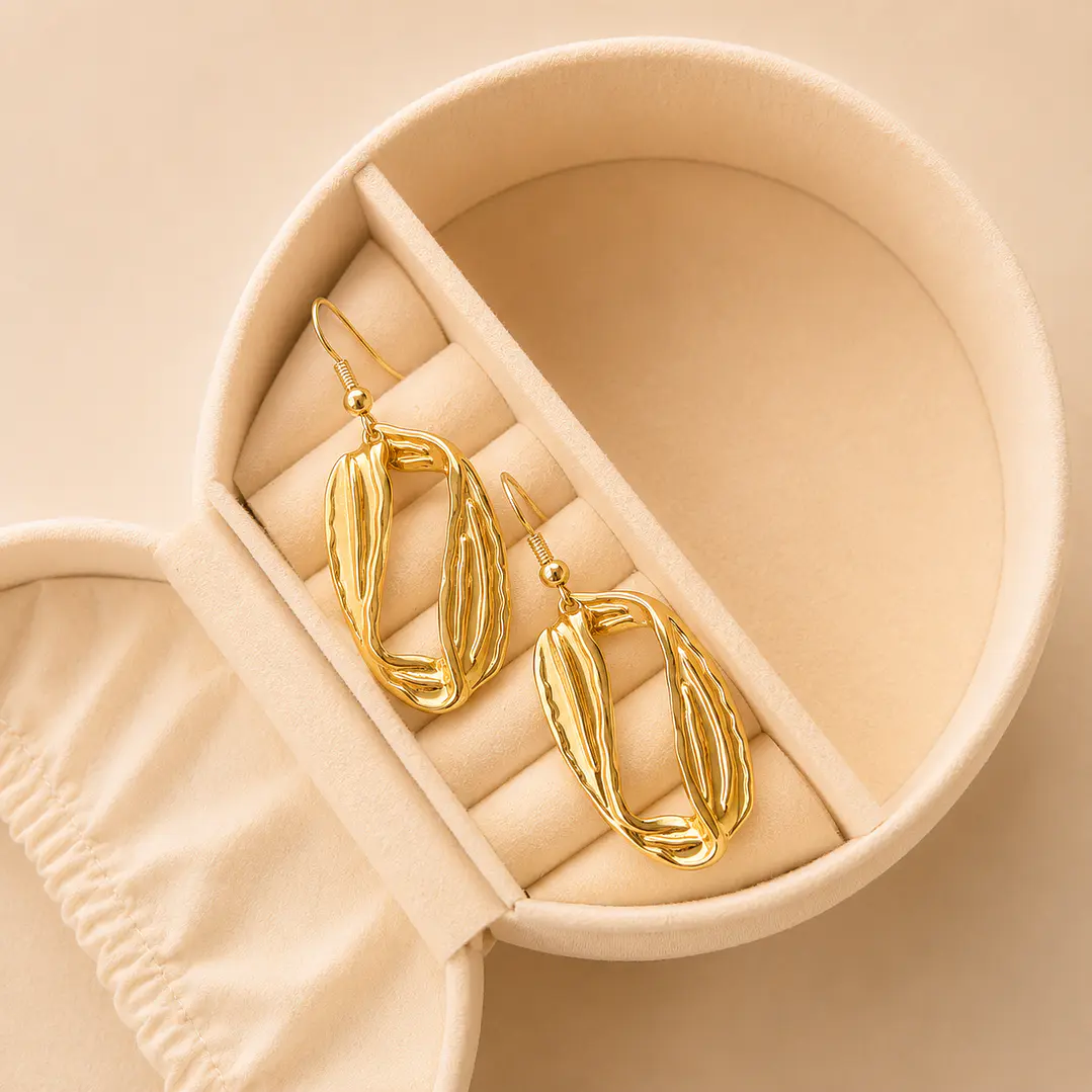 Aros Bañados en Oro 18k Diseño Vértice 1