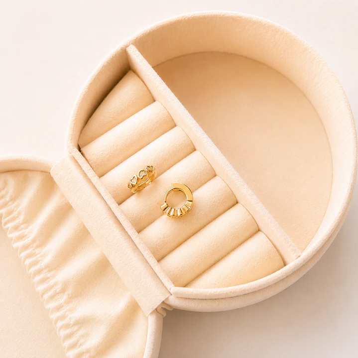Aros Bañados en Oro 18k Diseño Mini Corazones 1
