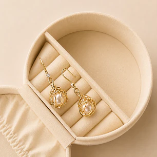 Aros Bañados en Oro 18k Diseño Perla