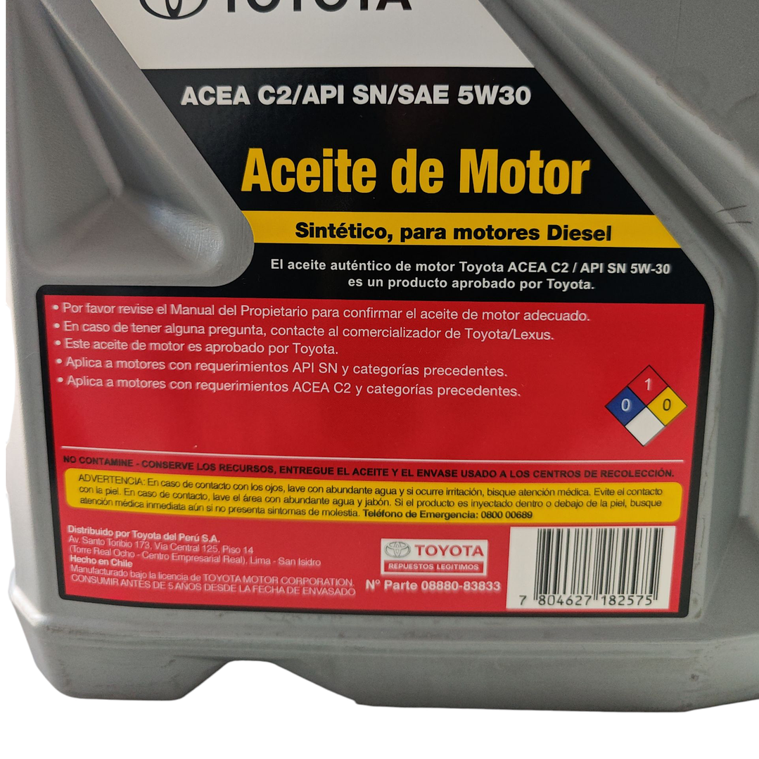 Aceite Motor Toyota 5w-30 4 Lt Diesel Acea C2/api 1