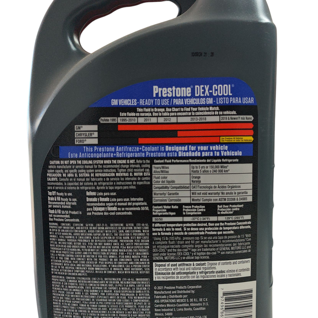 Anticongelante Prestone Gm Dex-cool Extended Life 1gl Listo 2
