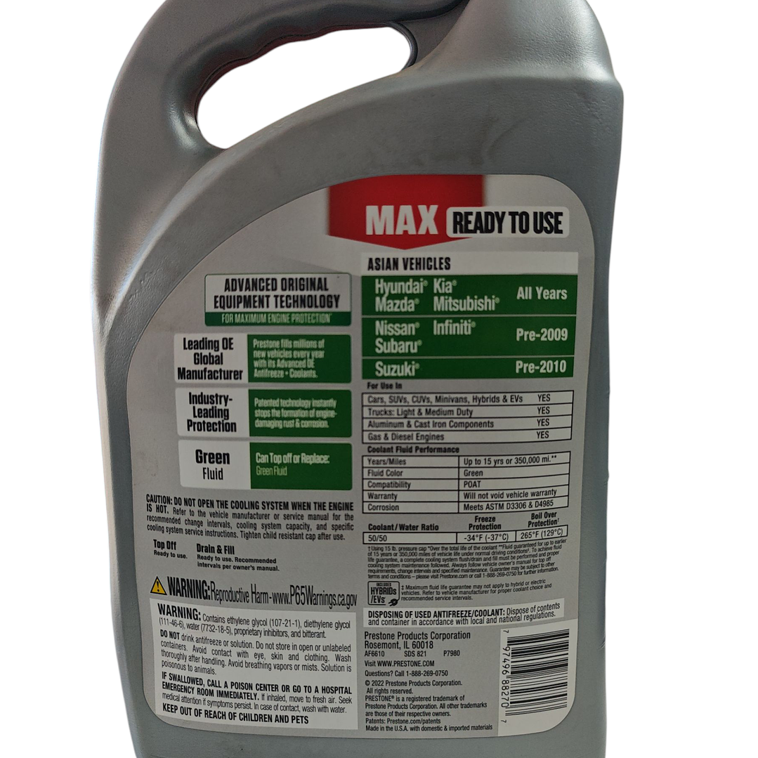 PRESTONE MAX VERDE VEHICULOS ASIATICOS 3.78 LITROS 2