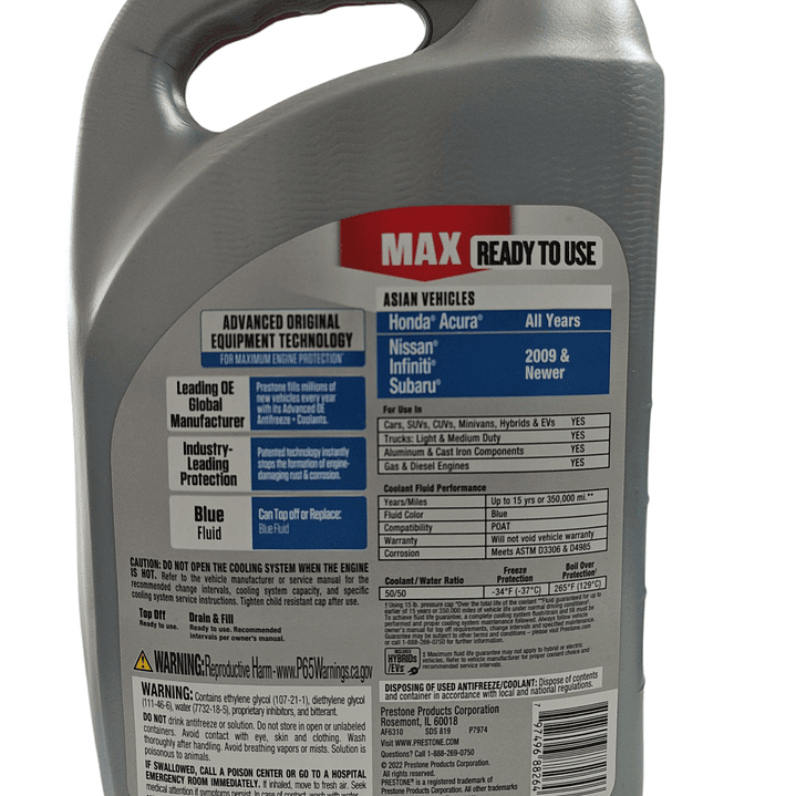 PRESTONE MAX AZUL VEHICULOS ASIATICOS 3.78 LITROS 2