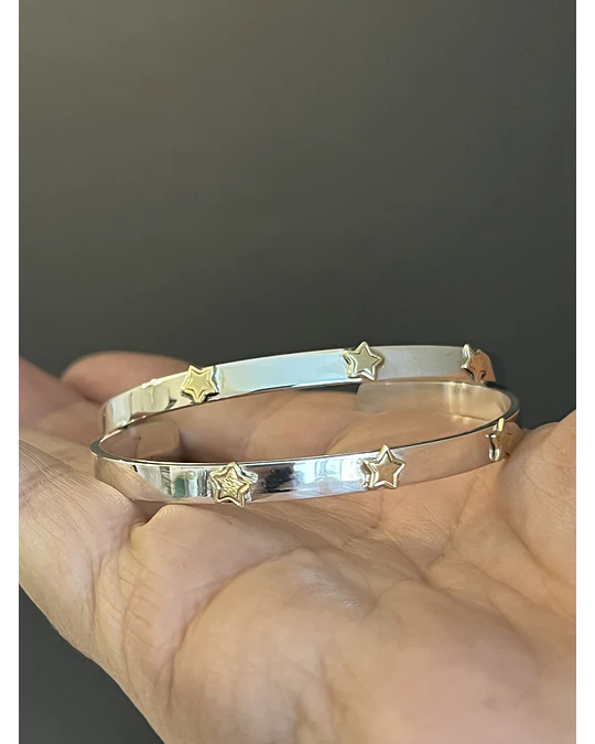 Esclava plata estrellitas bronce