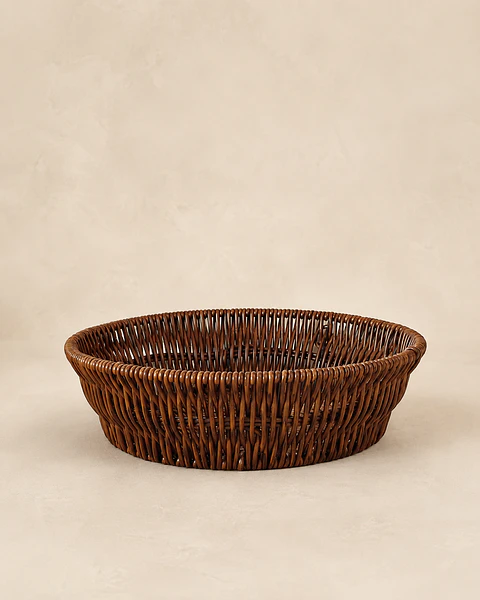 Canasto redondo plástico estilo mimbre 25 cm