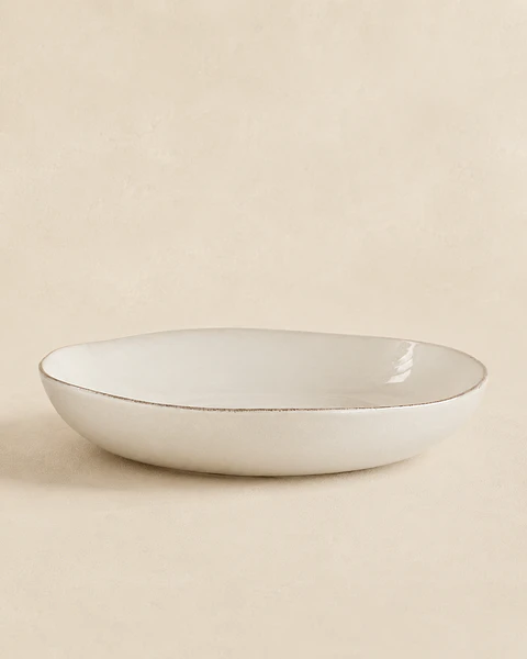 Ensaladera baja de cerámica estilo rústico 32.5 cm