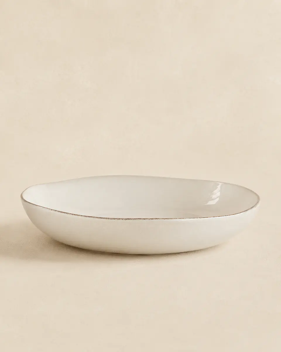Ensaladera baja de cerámica estilo rústico 32.5 cm 1