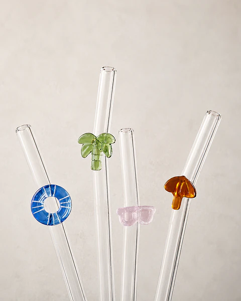 set 4 bombillas de vidrio Summer  reutilizables + cepillo de limpieza 