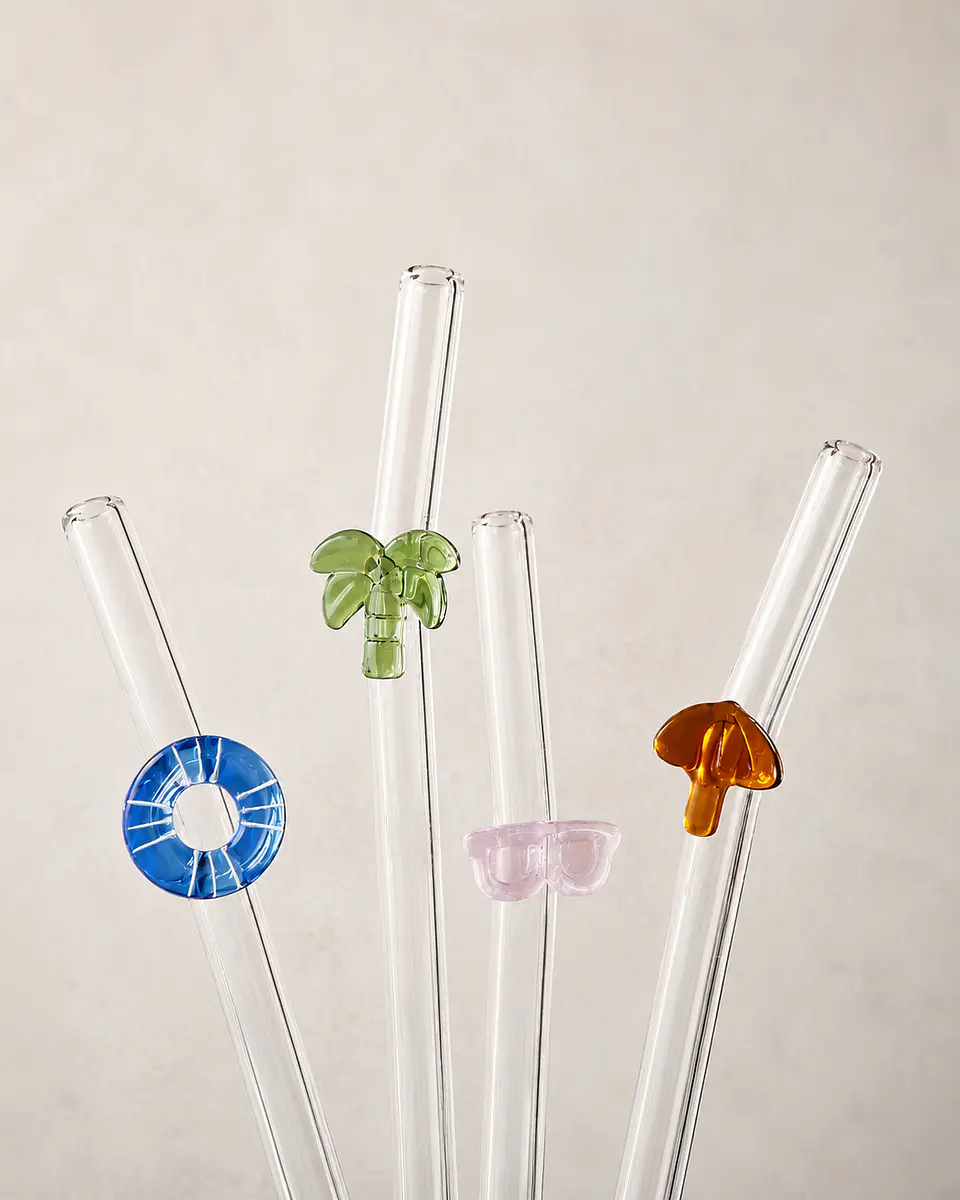 set 4 bombillas de vidrio Summer  reutilizables + cepillo de limpieza  1