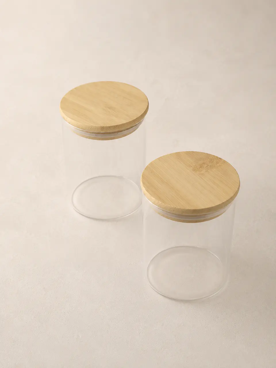 Frasco de vidrio con tapa de bambú hermético 6x8,5 cm 1
