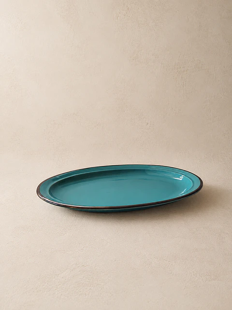 Plato de cerámica Verde Ovalado