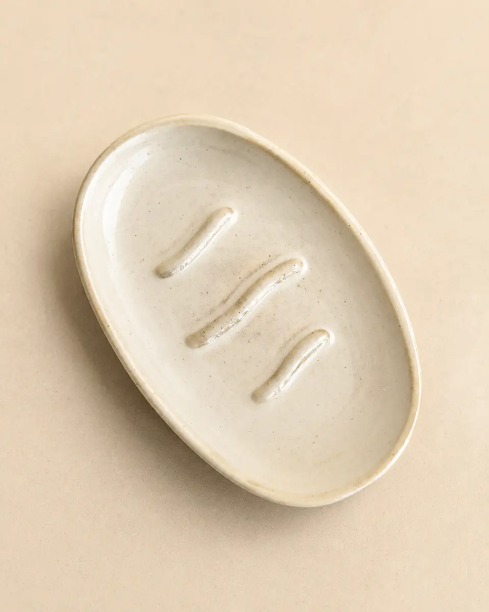 Jabonera cerámica beige 2