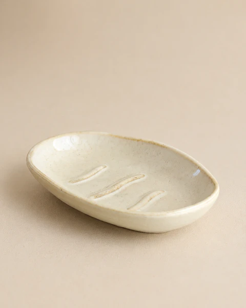 Jabonera cerámica beige