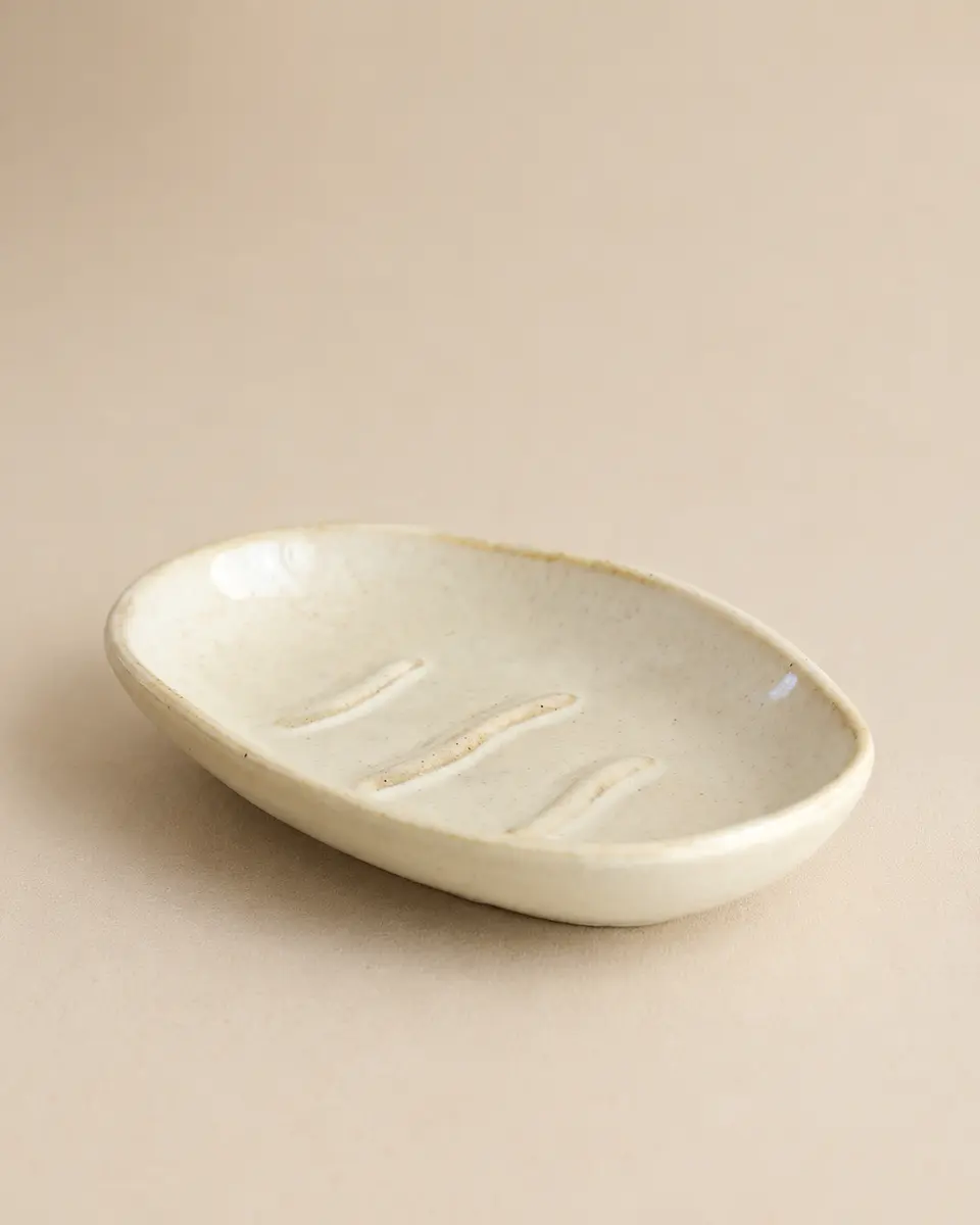 Jabonera cerámica beige 1