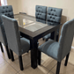 Mesa comedor madera y vidrio de 6 sillas - Miniatura 1