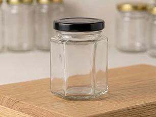Frasco de vidrio hexagonal 100ml, caja de 30 unidades
