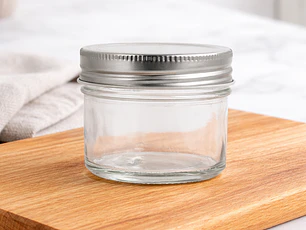 Frasco de vidrio tapa rosca plateada 100ml, caja de 30 unidades