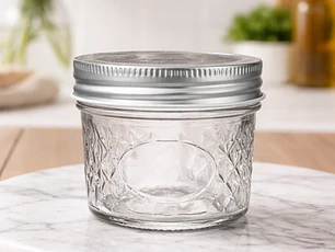 Frasco de vidrio diseño cuadricula, tapa rosca 100ml, caja de 30 unidades
