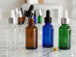 Frasco Gotero de vidrio 30ml, colores ámbar, verde , azul, transparente,  tapa metálica,  caja 30 unidades