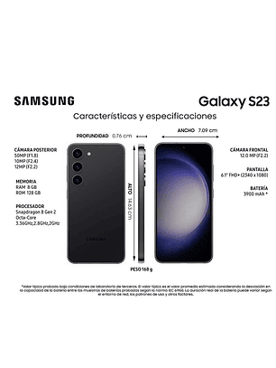Celular Samsung Galaxy S23 5G 128GB 6,1' Phantom Black Liberado