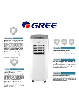 Aire Acond. Portátil GREE 12000BTU MÁX15-22m