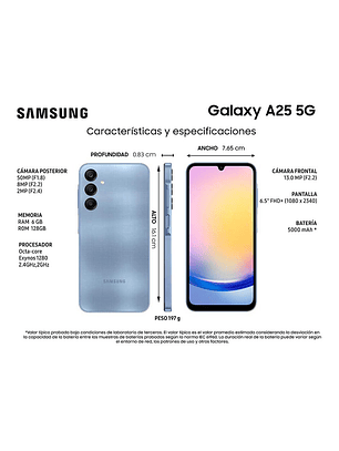 Celular Samsung Galaxy A25 5G 128GB 6,5' Blue Liberado