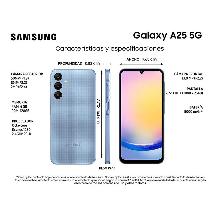 Celular Samsung Galaxy A25 5G 128GB 6,5' Blue Liberado 2