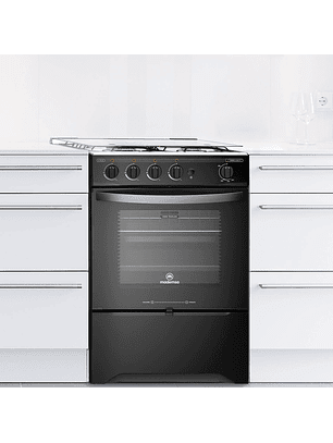 Cocina a gas 4 platos negra 65 litros