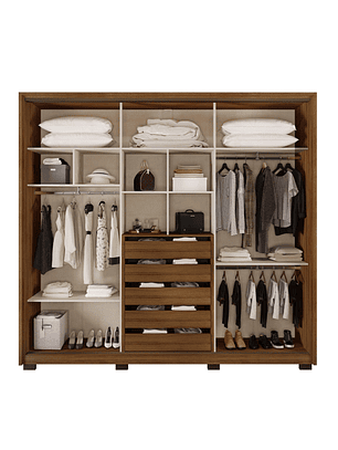 Closet luxor 3p corredera 5c 250x56x229 cm café claro