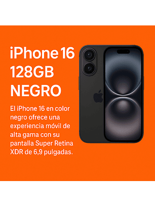 Celular Apple iPhone 16e 128GB 6,1' Negro Liberado